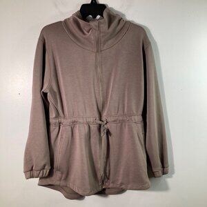 Womens Elie Tahari Full Zip‎ Tie Waist Jacket Lined Pockets S Tan